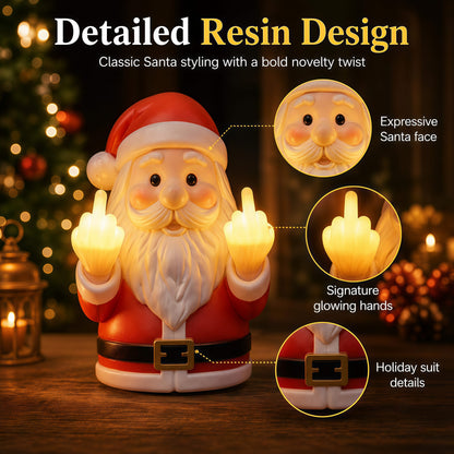 Glowing Middle Finger Santa Wall Light
